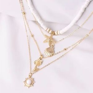 Super Cute Layered Summer Sea Themed Necklace| Vacation Beach Shell Jewelry